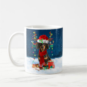 Mug Dachshund Chien en neige avec cadeaux de Noël