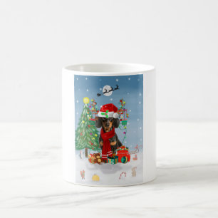 Mug Dachshund Chien en neige avec cadeaux de Noël