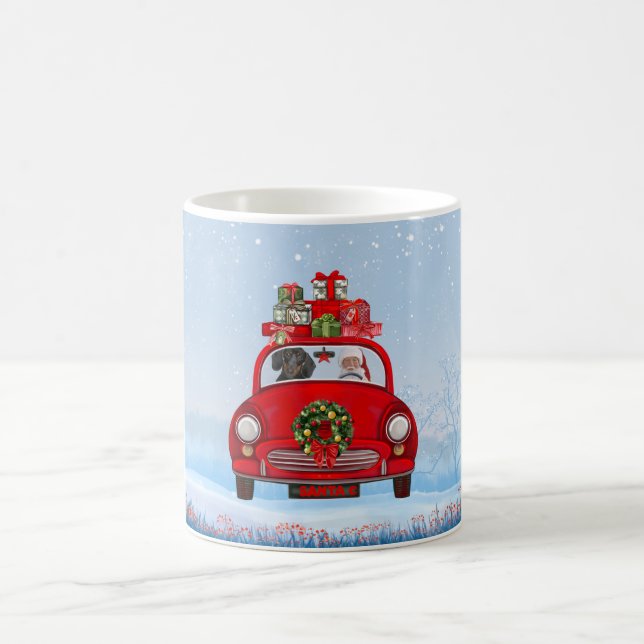 Mug Dachshund Chien En Voiture Avec Le Père Noël (Centre)