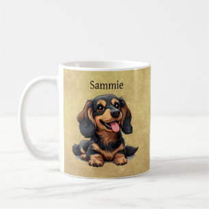 Mug Dachshund Chien Mignon Noir et Brun Personnalisé