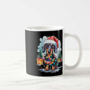 Mug Dachshund Chien Santa Hat Lumières de Noël Arbre W
