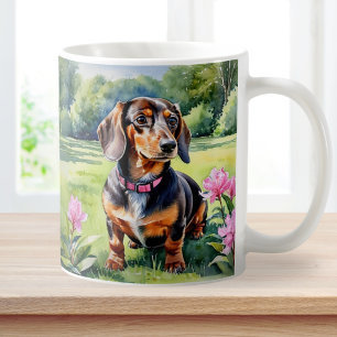 Mug Dachshund Chien Saucisse Chien Cute Doxie Aquarell