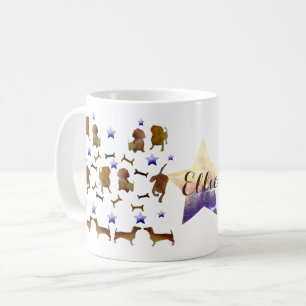 Mug Dachshund & Chig Bones Watercolor Nom personnalisé