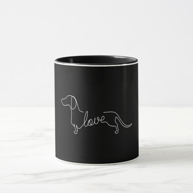 Mug Dachshund Chiweenie Wiener Chien Log Sketch (Centre)