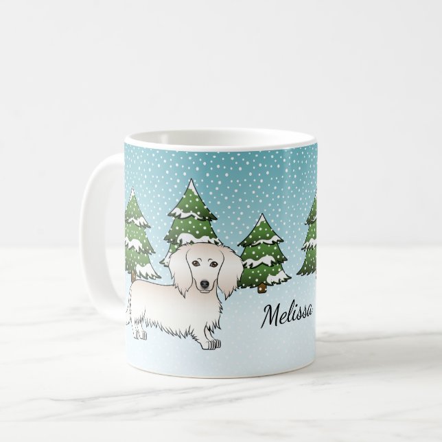 Mug Dachshund crème aux longs poils Chien mignon - For (Devant gauche)