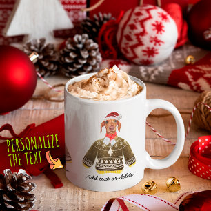 Mug Dachshund Crème Portant Un Pull Moche Amoureux Des
