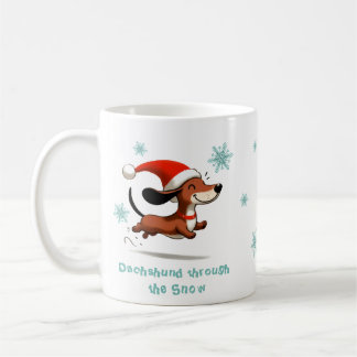 Mug Dachshund dans la neige chiot chien de Noël