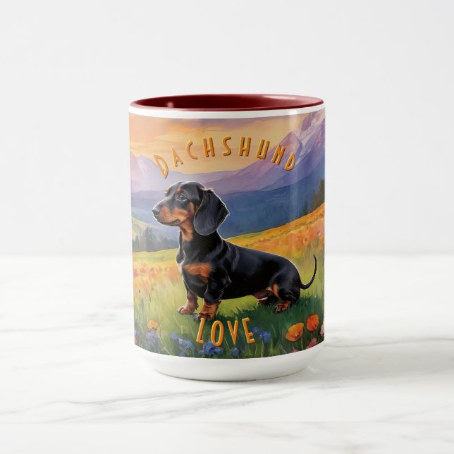 Mug Dachshund Delight Mug, Whimsical Canine Elegance (Centre)