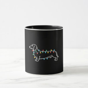 Mug Dachshund festif avec lumières de Noël