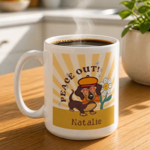 Mug Dachshund Groovy Paix à toi