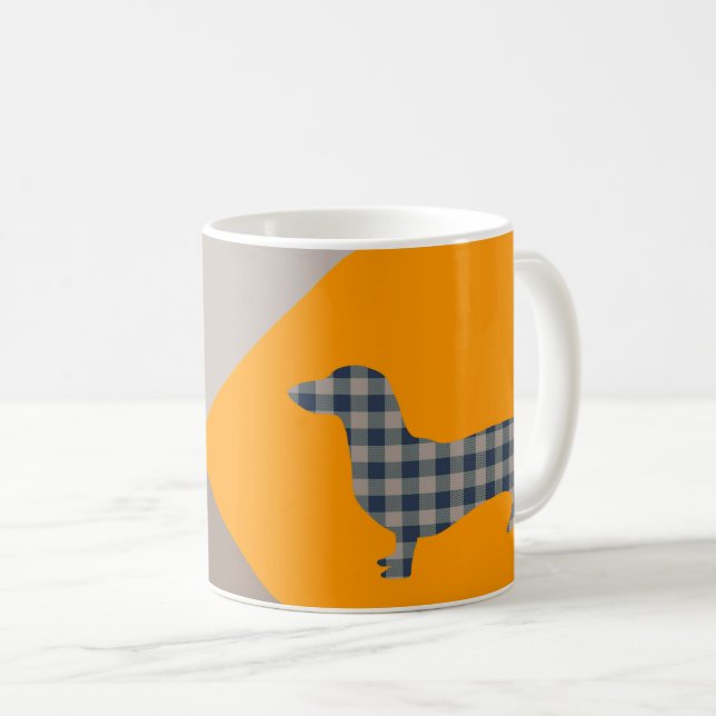 Mug Dachshund Jaune et Profond Turquoise Abstrait (Devant droit)