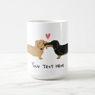 Mug Dachshund Kiss avec des chiens Wiener de coeur en