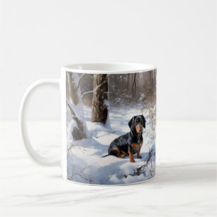 Mug Dachshund laisse tomber la neige de Noël