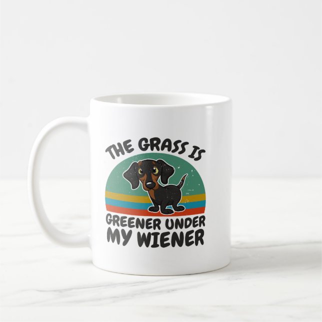 Mug Dachshund L'Herbe Greener Sous Mon Chien Wiener Fu (Gauche)