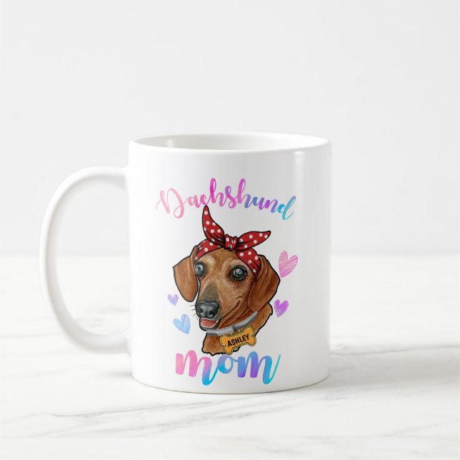Mug Dachshund Maman Aquarelle Chien Maman (Gauche)