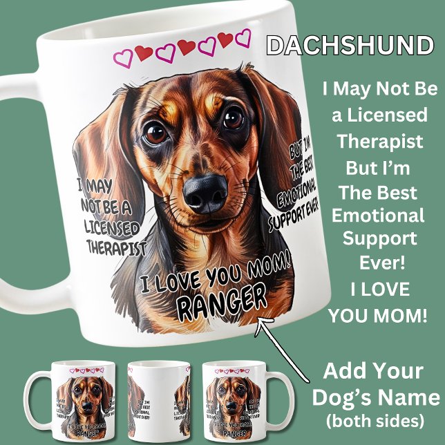Mug Dachshund Mug, Ajouter le nom du chien, peut modif (Créateur téléchargé)