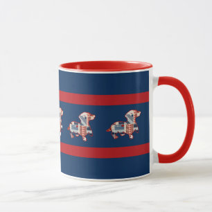 Mug Dachshund Mug, Patriotique Couché