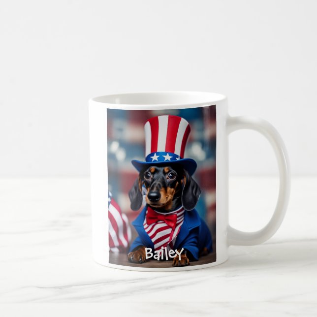 Mug Dachshund Mug, patriotique personnalisé (Droite)