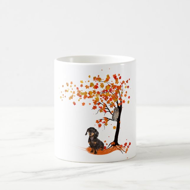 Mug Dachshund Owl Et Fall Tree Dachshund Lover Automne (Centre)