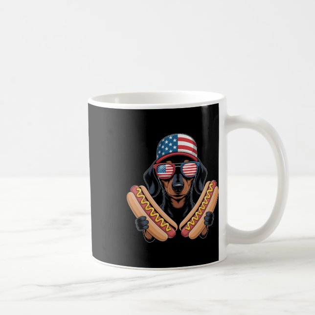 Mug Dachshund patriotique drôle 4 juillet Hotdog Ameri (Droite)