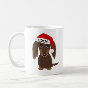 Mug Dachshund Père Noël Nom personnalisé