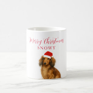 Mug Dachshund personnalisé avec chapeau de Noël Christ