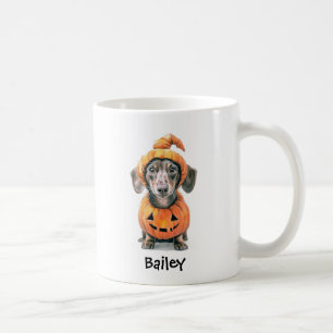 Mug Dachshund Personnalisé Halloween Citrouille Chien