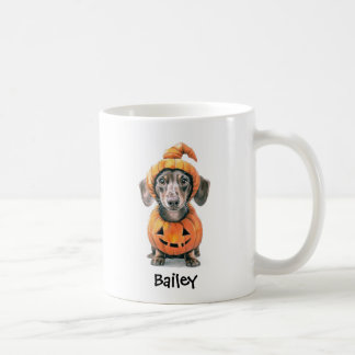 Mug Dachshund Personnalisé Halloween Citrouille Chien