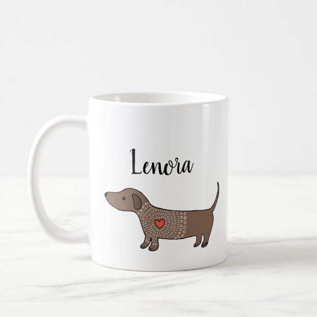 Mug Dachshund Sausage chien Wiener dog Nom personnalis (Gauche)
