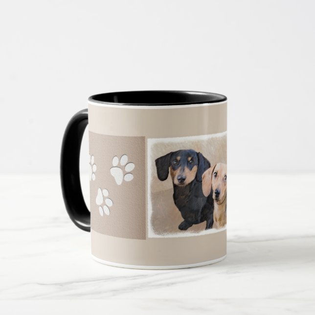 Mug Dachshund (Smooth) Peinture - Art Chien original (Devant gauche)