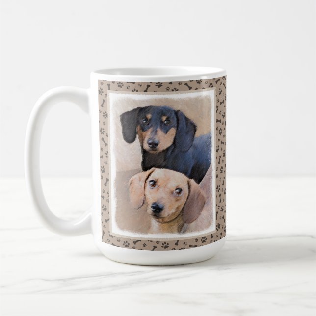 Mug Dachshund (Smooth) Peinture - Art Chien original (Gauche)
