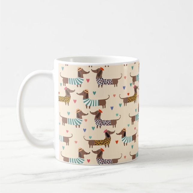 Mug Dachshunds amusants en Casquette et pulls (Gauche)
