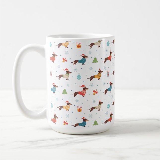 Mug Dachshunds dans le Motif des pulls de Noël (Gauche)