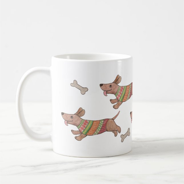 Mug Dachshunds Dashshunds Cute Saucisses en marche (Gauche)