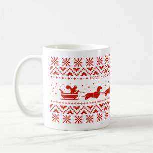 Mug Dachshunds Sleigh de Noël avec l'écureuil vacances