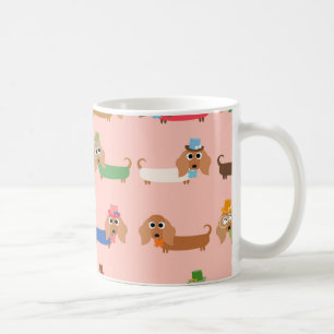 Mug Dachshunds sur rose