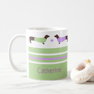 Mug Dachshunts extra longs - Mint Green et Lavender