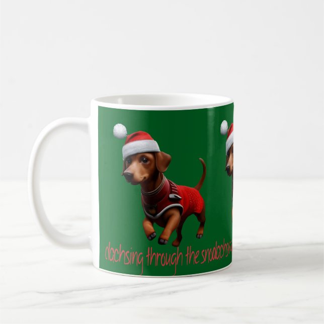 Mug Dachsing Through The Snow Dachshund Chien Saucisse (Gauche)