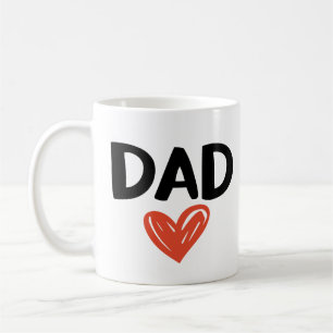 Mug DAD avec dessin de Doodle Coeur tiré à la main