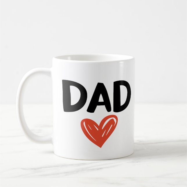 Mug DAD avec dessin de Doodle Coeur tiré à la main (Gauche)