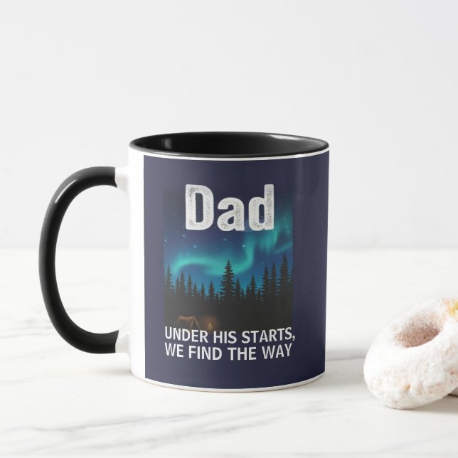 Mug Dad Northern Lights Camping Customizable (Avec donut)
