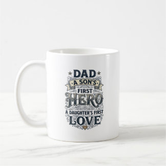 Mug Dad Son Hero Daughter Love Vintage Typography Shir