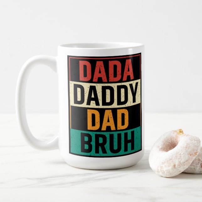 Mug Dada Daddy Papa Bruh Drôle Fête des pères rétro (Avec donut)