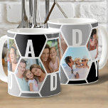 Mug Daddy Editable 5 Photo 5 Lettre Honeypeb<br><div class="desc">Canette à café Honeypeb, personnalisée avec 5 de vos photos préférées et imprimée avec un nom de 5 lettres, comme DADDY. Le design comprend un collage photo en nid d'abeille dans une palette de couleurs monochromes de noir et gris. Si vous souhaitez modifier les couleurs, cliquez sur "customiser plus loin"...</div>