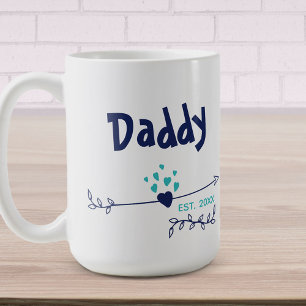 Mug Daddy Est 20xx Coeurs et flèches Deux tons bleu