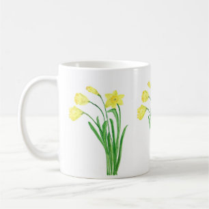 Mug Daffodiles Aquarelle Jaune Floral Spring Café M