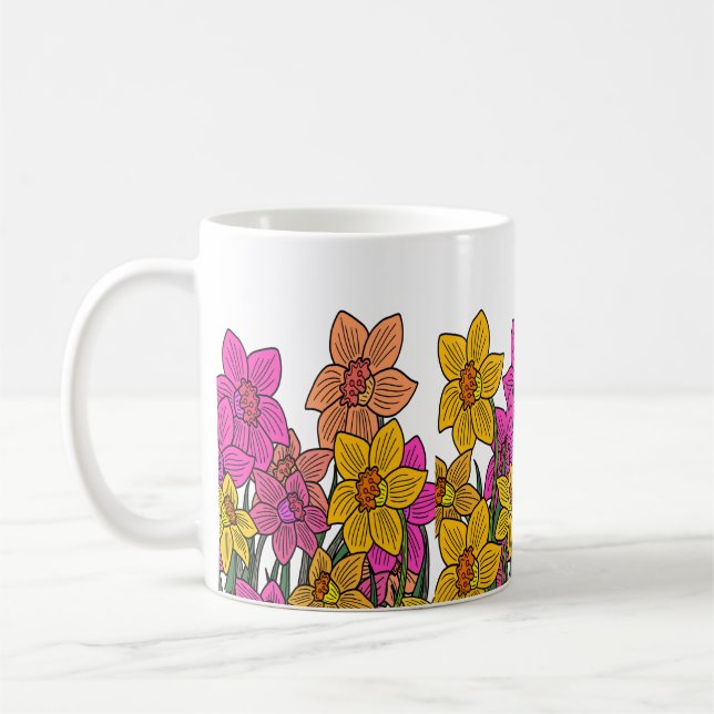 Mug Daffodils colorés Fleurs Design (Gauche)