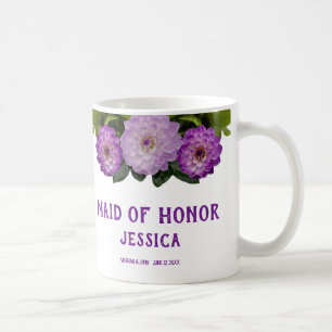 Mug Dahlia Purple Lavender Lilac Floral Maid of Honor