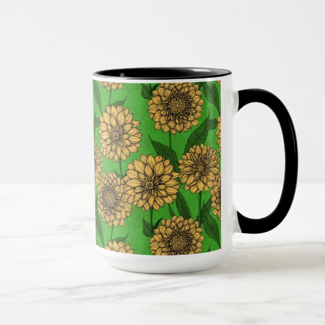 Mug Dahlias en jaune et vert (Droite)