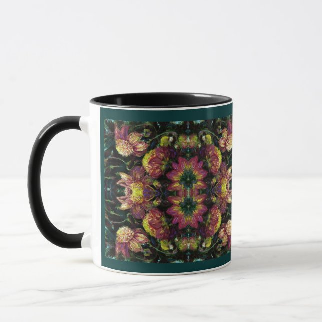 Mug Dahlias jaunes et roses (Gauche)
